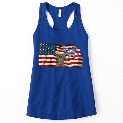 Remember And Honor Veterans Day Patriotic American Flag Cool Gift Womens Tank Top
