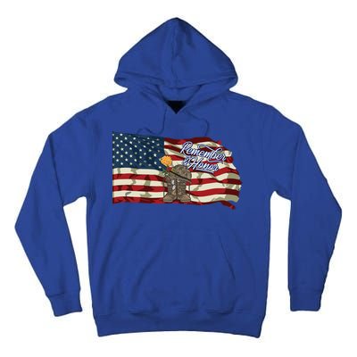 Remember And Honor Veterans Day Patriotic American Flag Cool Gift Tall Hoodie