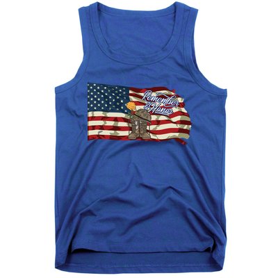 Remember And Honor Veterans Day Patriotic American Flag Cool Gift Tank Top