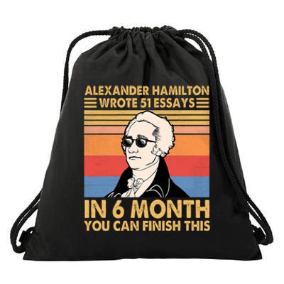 Retro Alexander Hamilton Wrote 51 Essays In 6 Months Drawstring Bag