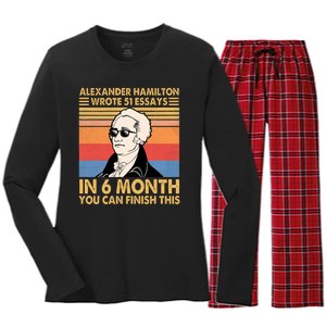 Retro Alexander Hamilton Wrote 51 Essays In 6 Months Women's Long Sleeve Flannel Pajama Set 