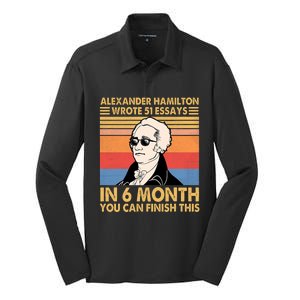 Retro Alexander Hamilton Wrote 51 Essays In 6 Months Silk Touch Performance Long Sleeve Polo