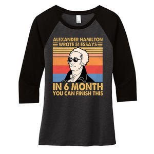 Retro Alexander Hamilton Wrote 51 Essays In 6 Months Women's Tri-Blend 3/4-Sleeve Raglan Shirt