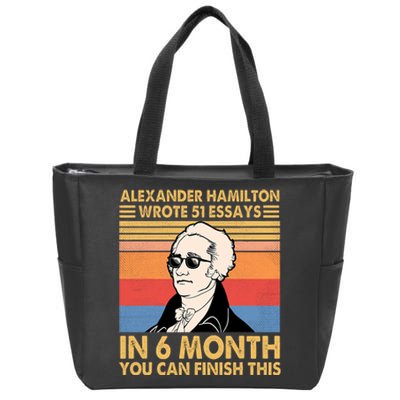 Retro Alexander Hamilton Wrote 51 Essays In 6 Months Zip Tote Bag