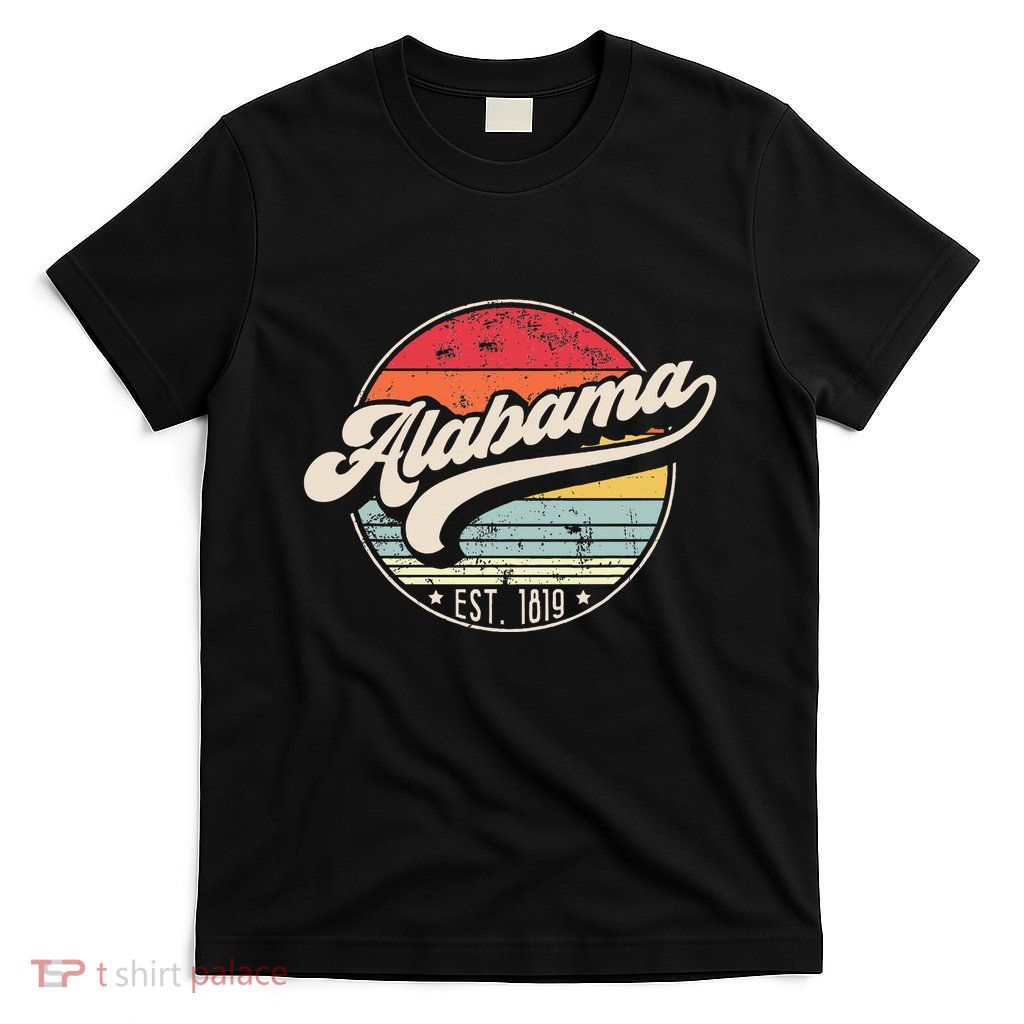 Retro Alabama Home State Al Cool 70s Style Sunset T-Shirt