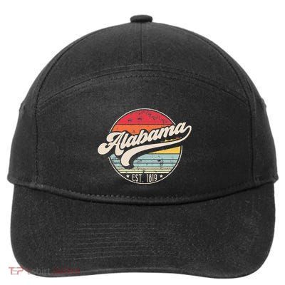 Retro Alabama Home State Al Cool 70s Style Sunset 7-Panel Snapback Hat