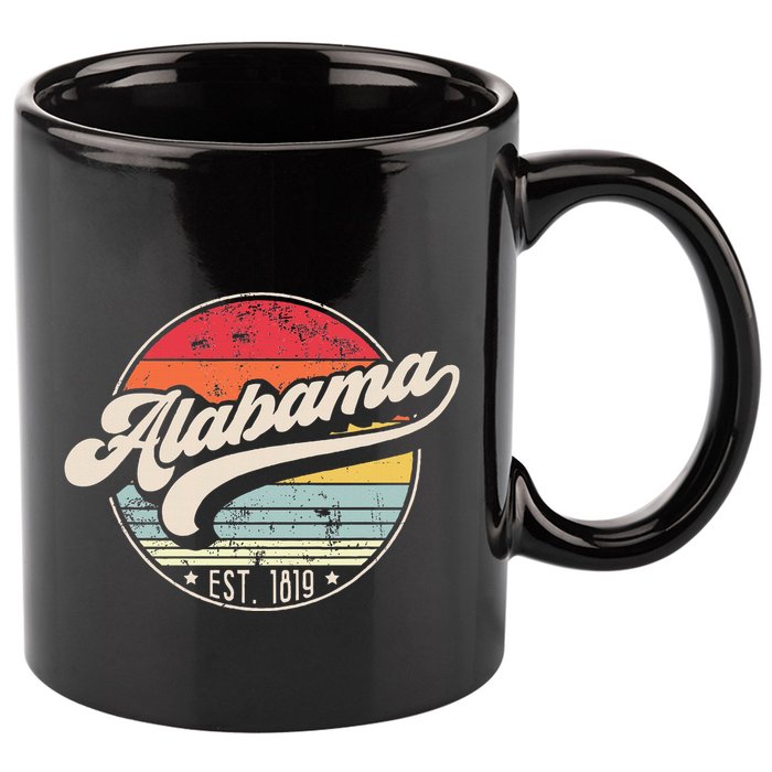 Retro Alabama Home State Al Cool 70s Style Sunset 11oz C Handle Ceramic Mug