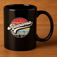 Retro Alabama Home State Al Cool 70s Style Sunset 11oz C Handle Ceramic Mug