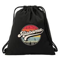 Retro Alabama Home State Al Cool 70s Style Sunset Drawstring Bag