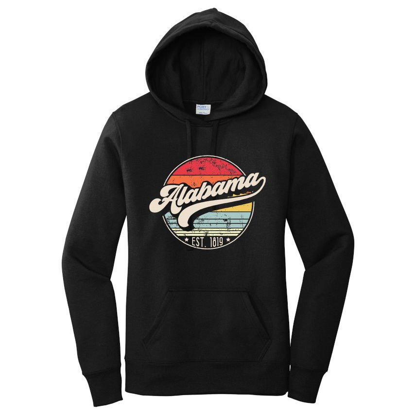Retro Alabama Home State Al Cool 70s Style Sunset Women's Pullover Hoodie