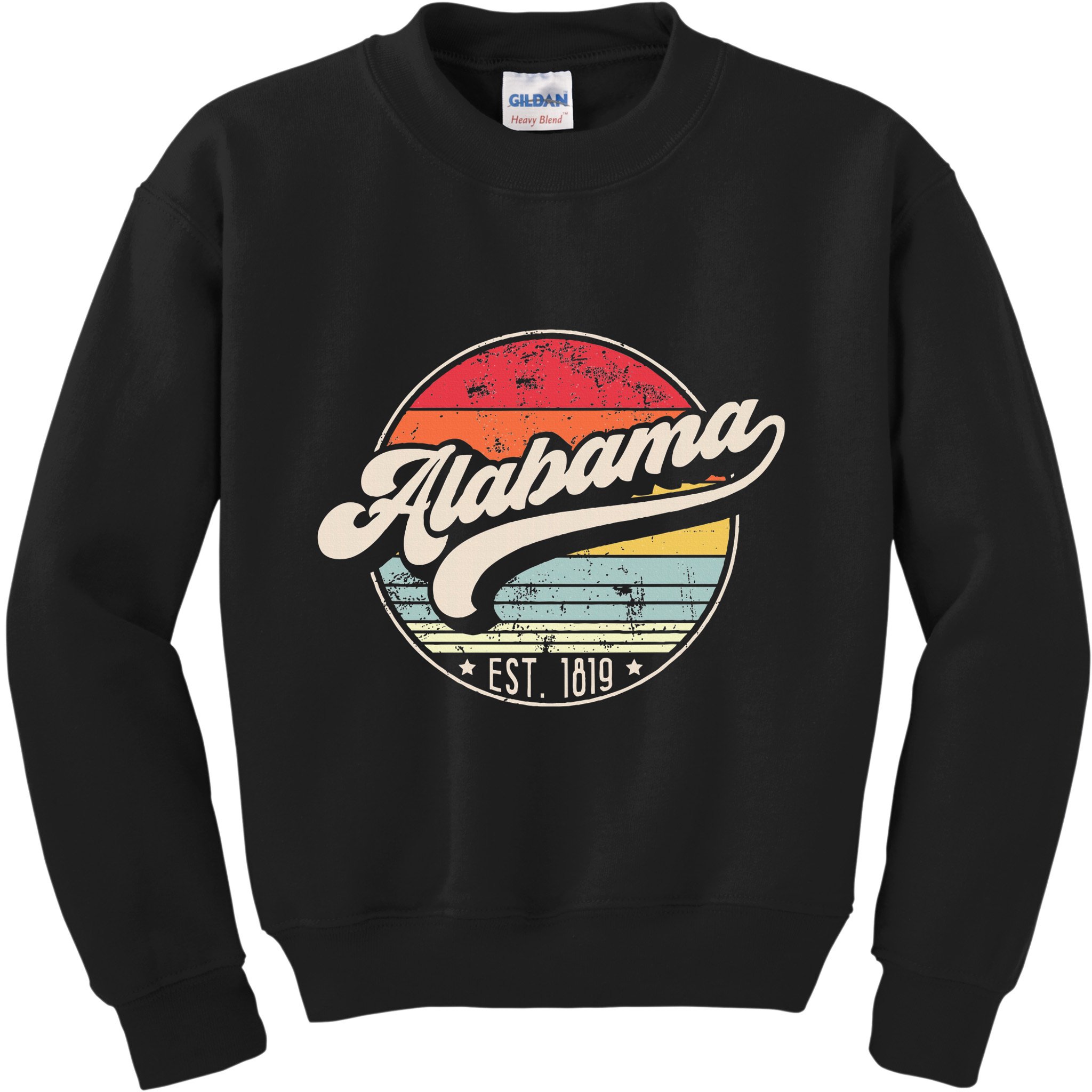 Retro Alabama Home State Al Cool 70s Style Sunset Kids Sweatshirt
