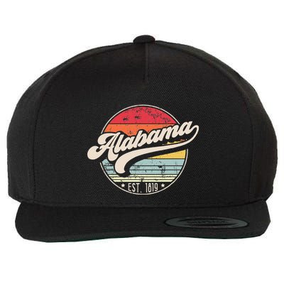 Retro Alabama Home State Al Cool 70s Style Sunset Wool Snapback Cap