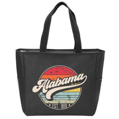 Retro Alabama Home State Al Cool 70s Style Sunset Zip Tote Bag