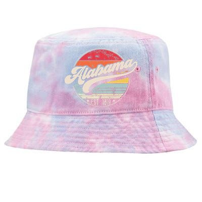 Retro Alabama Home State Al Cool 70s Style Sunset Tie-Dyed Bucket Hat