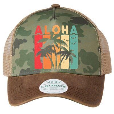 Retro Aloha Hawaii Tropical Summer Palm Tree Hawaiian Legacy Tie Dye Trucker Hat