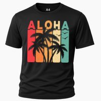 Retro Aloha Hawaii Tropical Summer Palm Tree Hawaiian Cooling Performance Crew T-Shirt