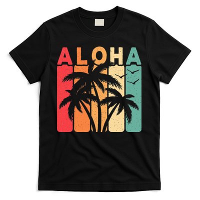 Retro Aloha Hawaii Tropical Summer Palm Tree Hawaiian T-Shirt