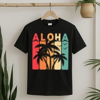 Retro Aloha Hawaii Tropical Summer Palm Tree Hawaiian T-Shirt