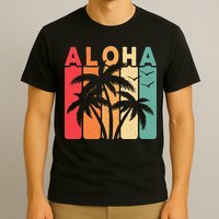 Retro Aloha Hawaii Tropical Summer Palm Tree Hawaiian T-Shirt