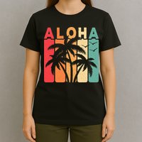 Retro Aloha Hawaii Tropical Summer Palm Tree Hawaiian T-Shirt