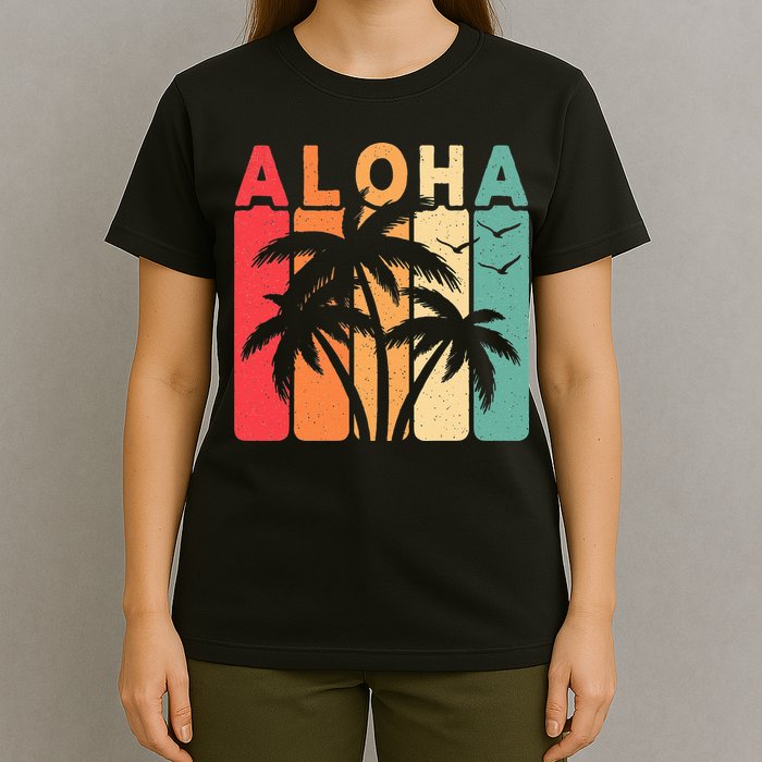 Retro Aloha Hawaii Tropical Summer Palm Tree Hawaiian T-Shirt
