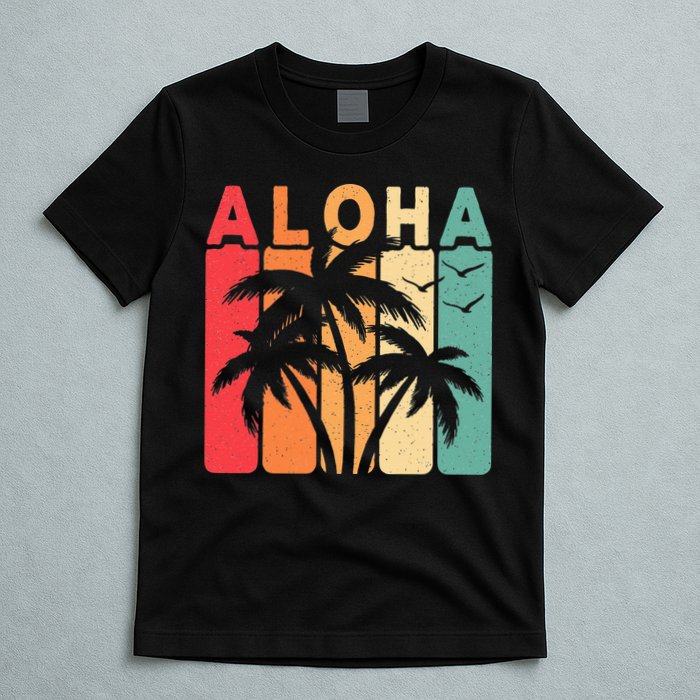 Retro Aloha Hawaii Tropical Summer Palm Tree Hawaiian T-Shirt