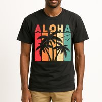 Retro Aloha Hawaii Tropical Summer Palm Tree Hawaiian Tall T-Shirt