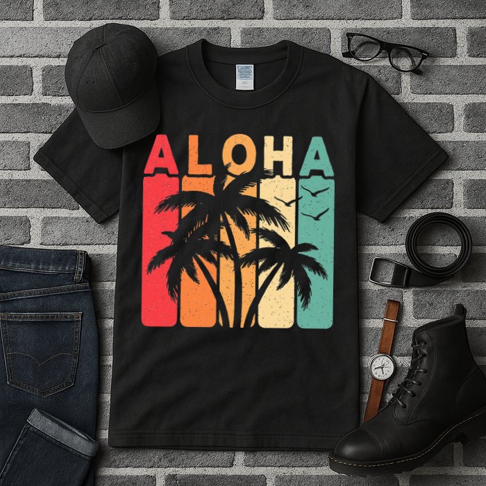 Retro Aloha Hawaii Tropical Summer Palm Tree Hawaiian Tall T-Shirt