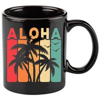Retro Aloha Hawaii Tropical Summer Palm Tree Hawaiian 11oz C Handle Ceramic Mug