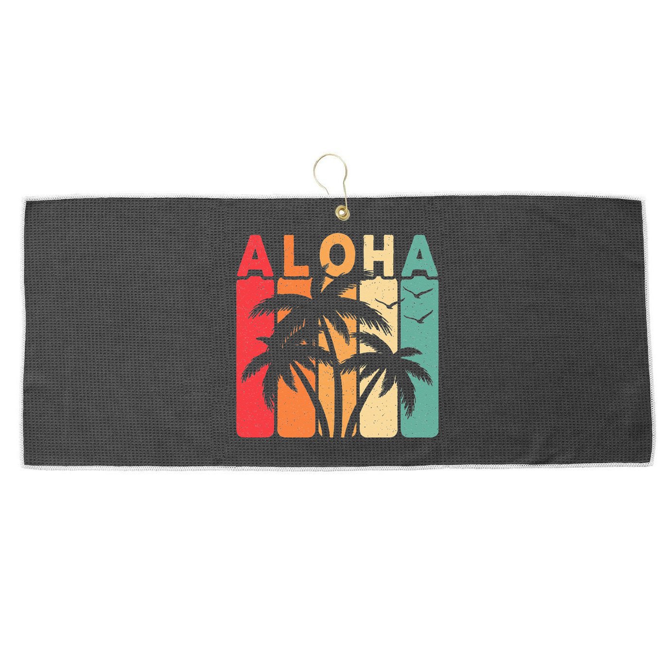 Retro Aloha Hawaii Tropical Summer Palm Tree Hawaiian Large Microfiber Waffle Golf Towel