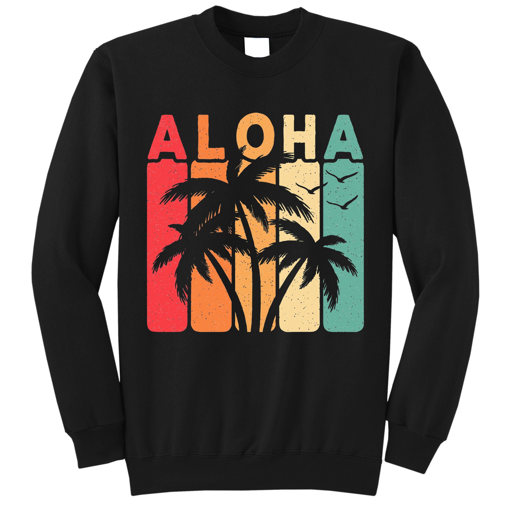 Retro Aloha Hawaii Tropical Summer Palm Tree Hawaiian Tall Sweatshirt