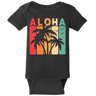 Retro Aloha Hawaii Tropical Summer Palm Tree Hawaiian Baby Bodysuit