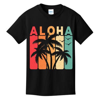 Retro Aloha Hawaii Tropical Summer Palm Tree Hawaiian Kids T-Shirt