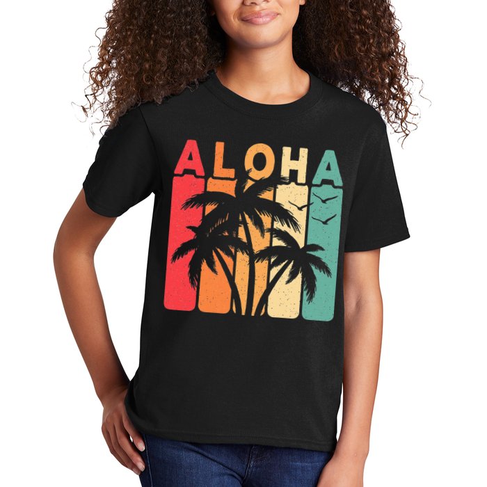 Retro Aloha Hawaii Tropical Summer Palm Tree Hawaiian Kids T-Shirt