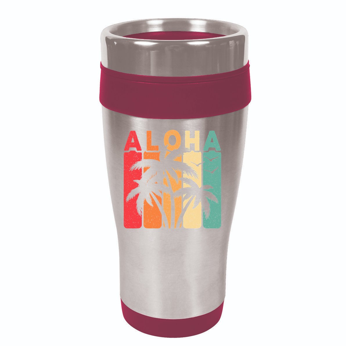 Retro Aloha Hawaii Tropical Summer Palm Tree Hawaiian 16oz Travel Tumbler