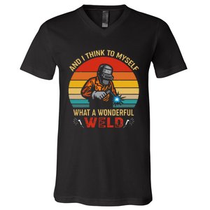 Retro And I Think To Myself What A Wonderful Weld Welding V-Neck T-Shirt