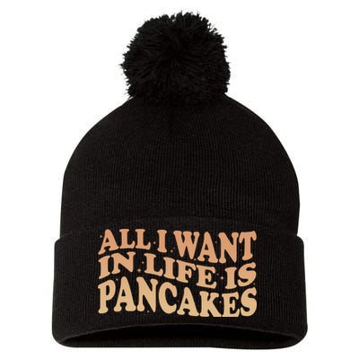 Retro All I Want In Life Is Pancakes Pom Pom 12in Knit Beanie