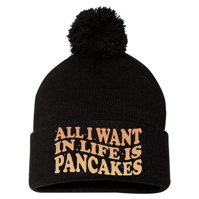 Retro All I Want In Life Is Pancakes Pom Pom 12in Knit Beanie