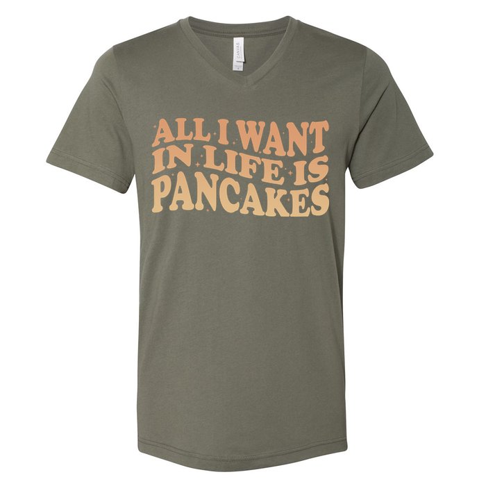 Retro All I Want In Life Is Pancakes V-Neck T-Shirt