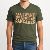 Retro All I Want In Life Is Pancakes V-Neck T-Shirt