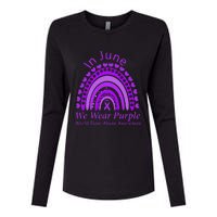 Rainbow Awareness In June We Wear Purple World Elder Abuse Womens Cotton Relaxed Long Sleeve T-Shirt