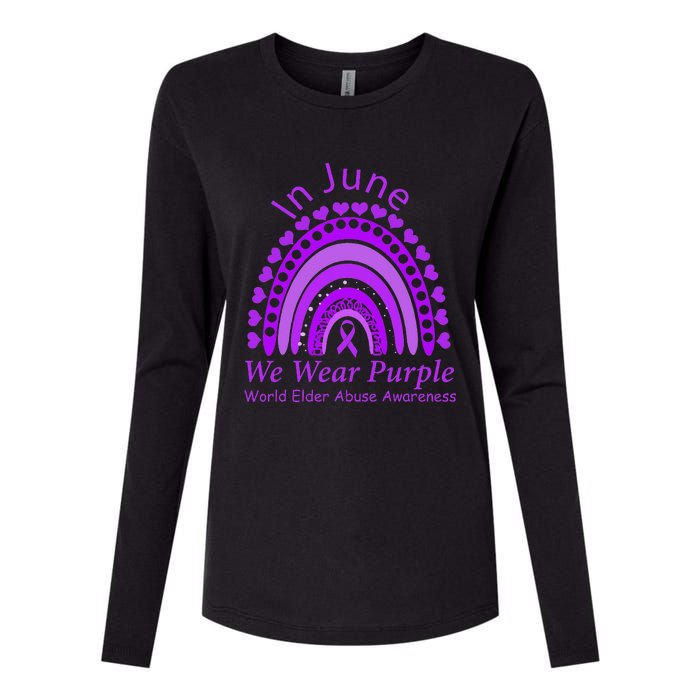 Rainbow Awareness In June We Wear Purple World Elder Abuse Womens Cotton Relaxed Long Sleeve T-Shirt