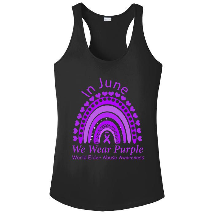 Rainbow Awareness In June We Wear Purple World Elder Abuse Ladies PosiCharge Competitor Racerback Tank