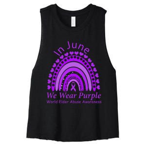 Rainbow Awareness In June We Wear Purple World Elder Abuse Women's Racerback Cropped Tank