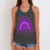 Rainbow Awareness In June We Wear Purple World Elder Abuse Women's Knotted Racerback Tank