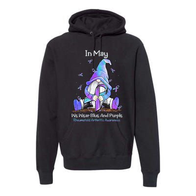 Rheumatoid Arthritis In May We Wear Blue And Purple Premium Hoodie