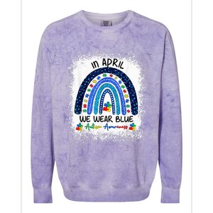 Rainbow Autism In April We Wear Blue Autism Awareness Month Colorblast Crewneck Sweatshirt