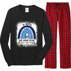 Rainbow Autism In April We Wear Blue Autism Awareness Month Long Sleeve Pajama Set