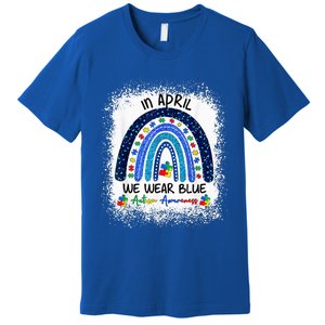 Rainbow Autism In April We Wear Blue Autism Awareness Month Premium T-Shirt