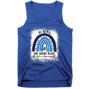 Rainbow Autism In April We Wear Blue Autism Awareness Month Tank Top